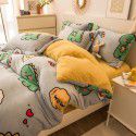 Winter four piece milk velvet thickened warm small fresh flannel quilt cover bedspread bedding live wholesale 