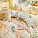 Ins Winter Milk Wool 4-Piece Rabbit Wool Quilt Cover Sheet Pastoral Warm Upset Double Sided Wool Bedding 4 