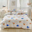 Ins style pure cotton bedding four piece set 100 cotton cartoon dormitory bed sheet three piece set children's fitted sheet quilt cover 