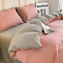 Ins style simple four piece set solid color washed cotton student dormitory three piece bed sheet quilt cover bedding wholesale 