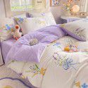 Mengjiuran Small Fresh Cotton 4-Piece Set Autumn and Winter Cotton 3-Piece Dormitory Bedding Sheet, Quilt Cover and Fitted Sheet Wholesale