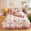 Korean version small fresh milk velvet four piece winter new princess style plush thickened sheets and quilt covers wholesale manufacturer