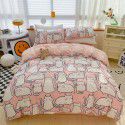 Ins style pure cotton bedding four piece set 100 cotton cartoon dormitory bed sheet three piece set children's fitted sheet quilt cover 