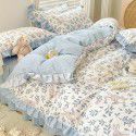 Korean style cotton princess style four-piece set small fresh bed skirt quilt cover sheet cotton dormitory bed three-piece set