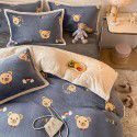 Ins Winter Milk Wool 4-Piece Rabbit Wool Quilt Cover Sheet Pastoral Warm Upset Double Sided Wool Bedding 4 