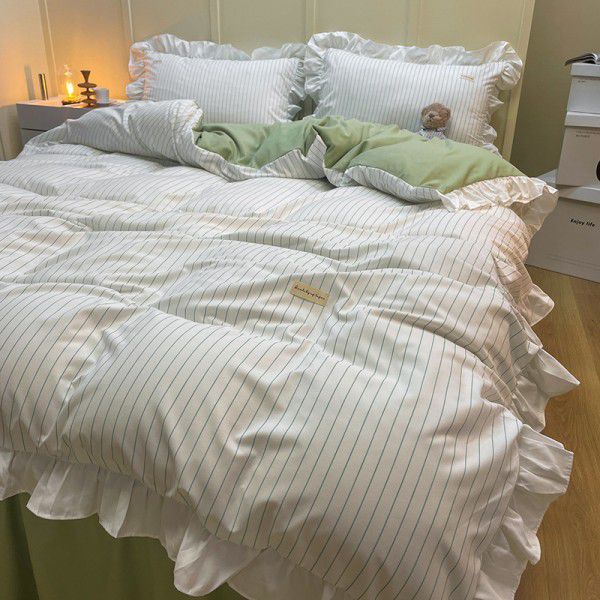 The manufacturer directly sells Korean lace 4-piece set of 60 Australian cotton bed sheets in small wind and fresh quilt cover gifts for sale 