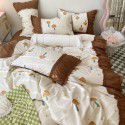 Korean/ins Tulip Bed Skirt 4pc Set Autumn and Winter French Lace Little Flowers Bedding Sheet Cover 3pc Set Wholesale 