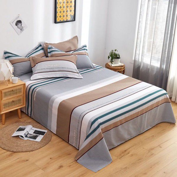 Wholesale of 100% cotton bed sheets in summer, 100% cotton single bed sheets for single dormitory, double household, foreign trade, bedding manufacturers 