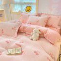 Milk velvet winter warm Farai velvet 4-piece set thickened coral velvet female bedding double-sided velvet quilt cover sheet 