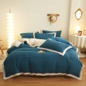 Winter taff cashmere four piece set solid thickened warm bed sheet quilt cover double-sided A cashmere simple bed 