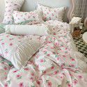 Korean/ins Tulip Bed Skirt 4pc Set Autumn and Winter French Lace Little Flowers Bedding Sheet Cover 3pc Set Wholesale 