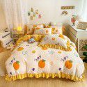 Korean version small fresh milk velvet four piece winter new princess style plush thickened sheets and quilt covers wholesale manufacturer