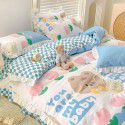 Korean style cotton princess style four-piece set small fresh bed skirt quilt cover sheet cotton dormitory bed three-piece set