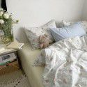 Korean retro floral idyllic cotton 4-piece bed set cotton sheet quilt cover fitted sheet 3-piece bed set 