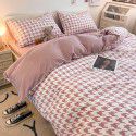 Factory direct selling bedding all cotton matted four piece square bed sheet quilt cover three piece simple ins kit 