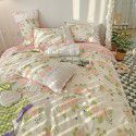 Korean/ins Tulip Bed Skirt 4pc Set Autumn and Winter French Lace Little Flowers Bedding Sheet Cover 3pc Set Wholesale 