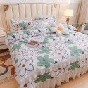 Ins Small fresh pure cotton bed sheet quilt cover fall and winter cotton bed cover three piece quilt fitted sheet four piece quilt cover 