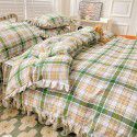 Korean style cotton princess style four-piece set small fresh bed skirt quilt cover sheet cotton dormitory bed three-piece set