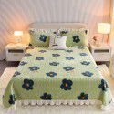 Cream wind milk velvet bed cover 3-piece set Korean lace bedspread cotton clip slip slip single bed cover coral velvet bed sheet winter 