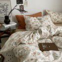 Korean retro floral idyllic cotton 4-piece bed set cotton sheet quilt cover fitted sheet 3-piece bed set 