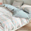 Cotton wash cotton bed four piece set 100 cotton summer Japanese simple bed linen three piece set white quilt cover sheet 4 