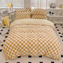 Milk velvet four piece set checkerboard thickened warm bed sheet Fitted sheet Bedding set One piece wholesale 