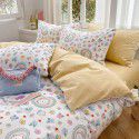 Ins style pure cotton bedding four piece set 100 cotton cartoon dormitory bed sheet three piece set children's fitted sheet quilt cover 