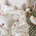 Korean/ins Tulip Bed Skirt 4pc Set Autumn and Winter French Lace Little Flowers Bedding Sheet Cover 3pc Set Wholesale 