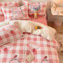 Ins Winter Milk Wool 4-Piece Rabbit Wool Quilt Cover Sheet Pastoral Warm Upset Double Sided Wool Bedding 4 