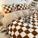 Factory direct selling bedding all cotton matted four piece square bed sheet quilt cover three piece simple ins kit 