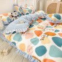 Korean style cotton princess style four-piece set small fresh bed skirt quilt cover sheet cotton dormitory bed three-piece set