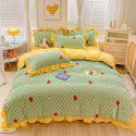 Korean version small fresh milk velvet four piece winter new princess style plush thickened sheets and quilt covers wholesale manufacturer