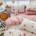 Ins style pure cotton bedding four piece set 100 cotton cartoon dormitory bed sheet three piece set children's fitted sheet quilt cover 