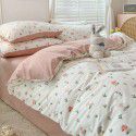 Ins style pure cotton bedding four piece set 100 cotton cartoon dormitory bed sheet three piece set children's fitted sheet quilt cover 