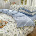 Ins style pure cotton bedding four piece set 100 cotton cartoon dormitory bed sheet three piece set children's fitted sheet quilt cover 