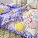 Korean style cotton princess style four-piece set small fresh bed skirt quilt cover sheet cotton dormitory bed three-piece set