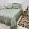 All cotton yarn dyed washed cotton bed cover three piece set of pure cotton quilt princess wind snow spinning lace bed skirt