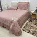 All cotton yarn dyed washed cotton bed cover three piece set of pure cotton quilt princess wind snow spinning lace bed skirt