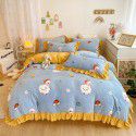 Korean version small fresh milk velvet four piece winter new princess style plush thickened sheets and quilt covers wholesale manufacturer