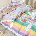 Korean style cotton princess style four-piece set small fresh bed skirt quilt cover sheet cotton dormitory bed three-piece set