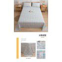 Japanese 100% cotton washable cotton bed sheet single piece summer cotton single dormitory quilt sheet plaid pillow case three piece set 