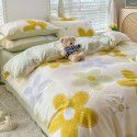 Ins style pure cotton bedding four piece set 100 cotton cartoon dormitory bed sheet three piece set children's fitted sheet quilt cover 