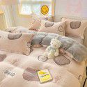 Milk velvet winter warm Farai velvet 4-piece set thickened coral velvet female bedding double-sided velvet quilt cover sheet 