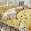 Korean style cotton princess style four-piece set small fresh bed skirt quilt cover sheet cotton dormitory bed three-piece set