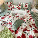 Korean/ins Tulip Bed Skirt 4pc Set Autumn and Winter French Lace Little Flowers Bedding Sheet Cover 3pc Set Wholesale 