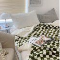 Black and white checkerboard blanket lamb cashmere bed sheet quilt cover thickened cover sofa blanket step into wholesale bedding 