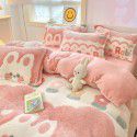 Milk velvet winter warm Farai velvet 4-piece set thickened coral velvet female bedding double-sided velvet quilt cover sheet 