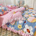 Korean style cotton princess style four-piece set small fresh bed skirt quilt cover sheet cotton dormitory bed three-piece set