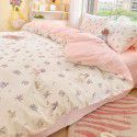 Ins wind pure cotton 100% cotton four piece bed set floral mesh red bed quilt cover sheet three piece fitted sheet 