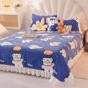 Cream wind milk velvet bed cover 3-piece set Korean lace bedspread cotton clip slip slip single bed cover coral velvet bed sheet winter 